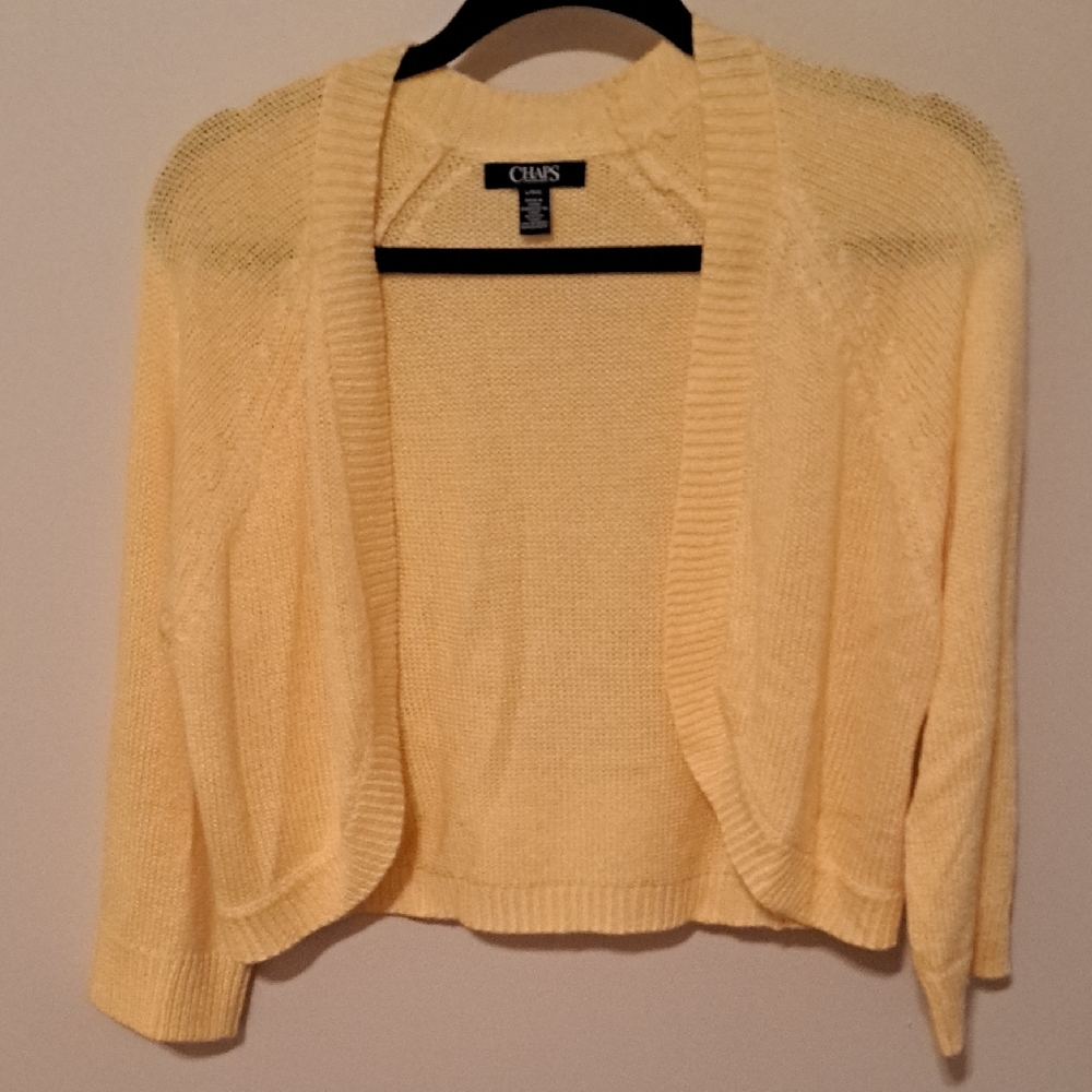 Chaps Women's Yellow Open-Front Cardigan.  Size Large.